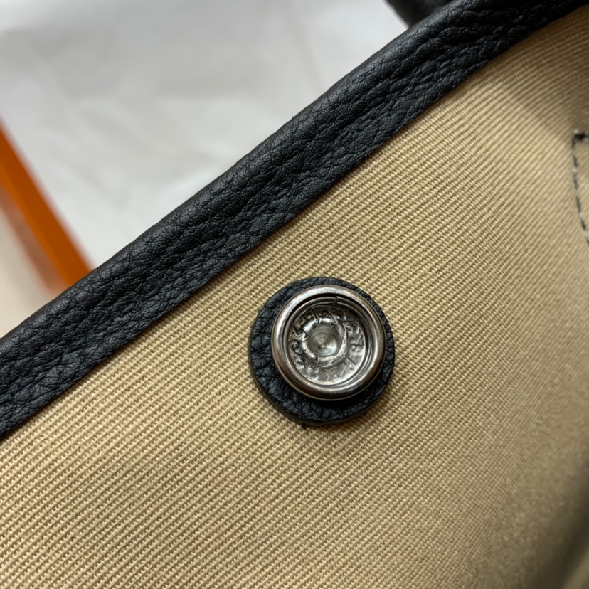 에르메스 가든파티30 트렌치 캔버스 블랙 네곤다